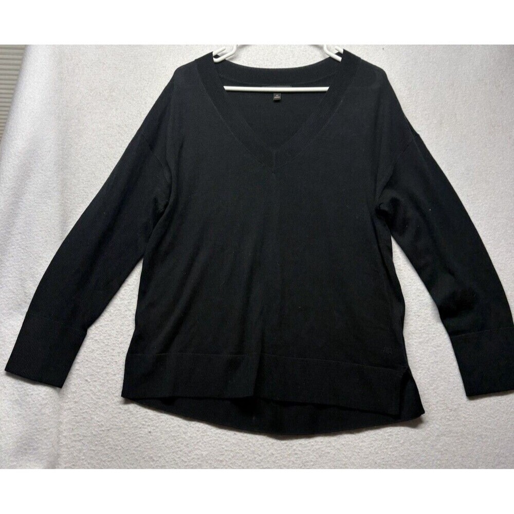 Banana Republic Jumper Mens Medium Black 100% Merino Wool V Neck Knit